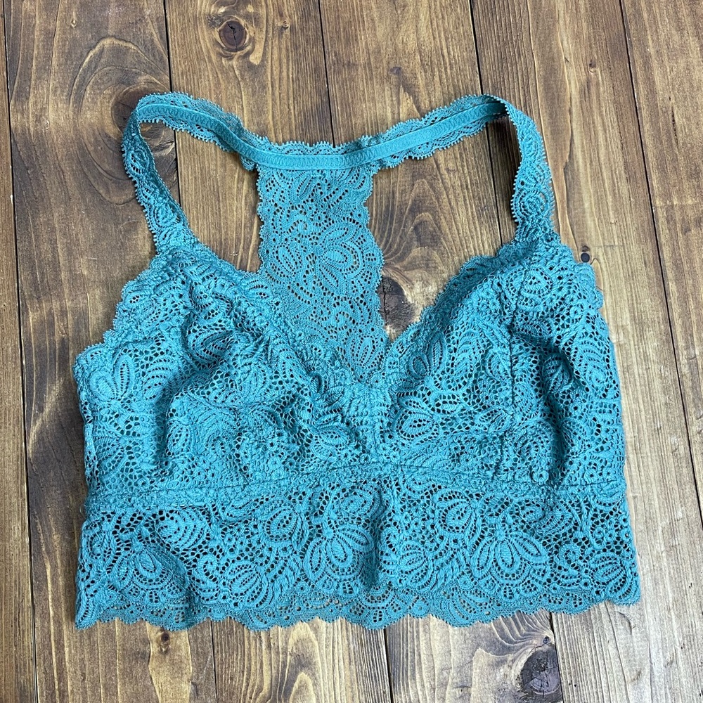 Auden size small green lightly lined lace racerback bralette